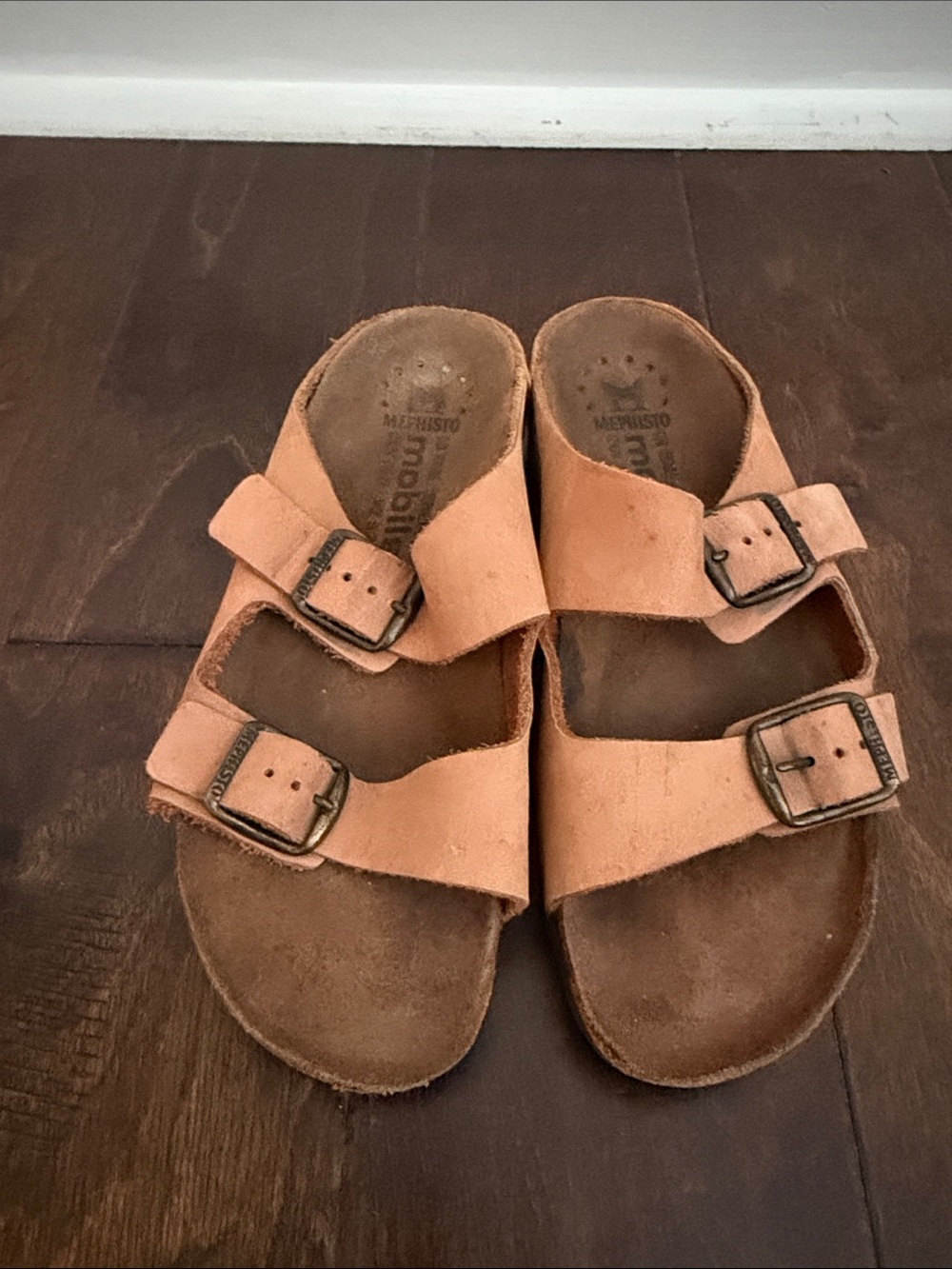 Mephisto Mobils Sandals Womens 38 Cork Genuine Leather Strap Shoes